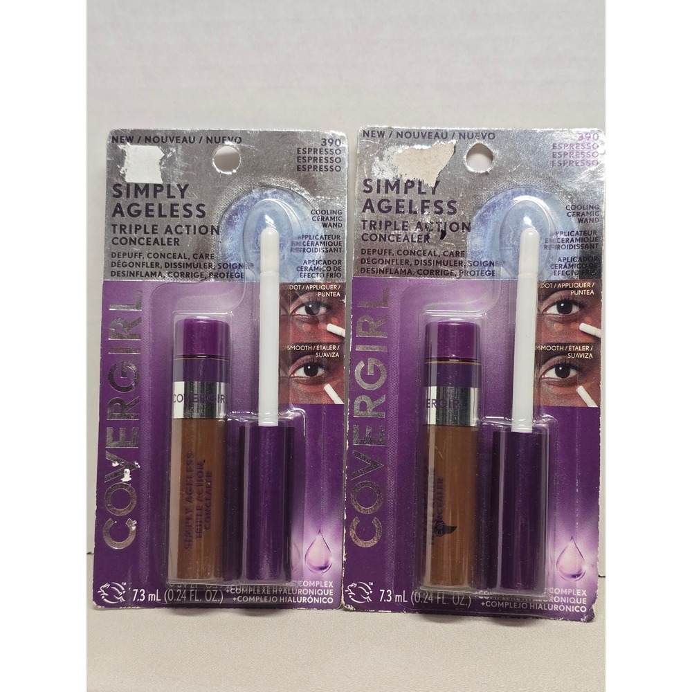 Covergirl 390 Espresso 2 pack Simply Ageless Triple Action Concealer .24oz